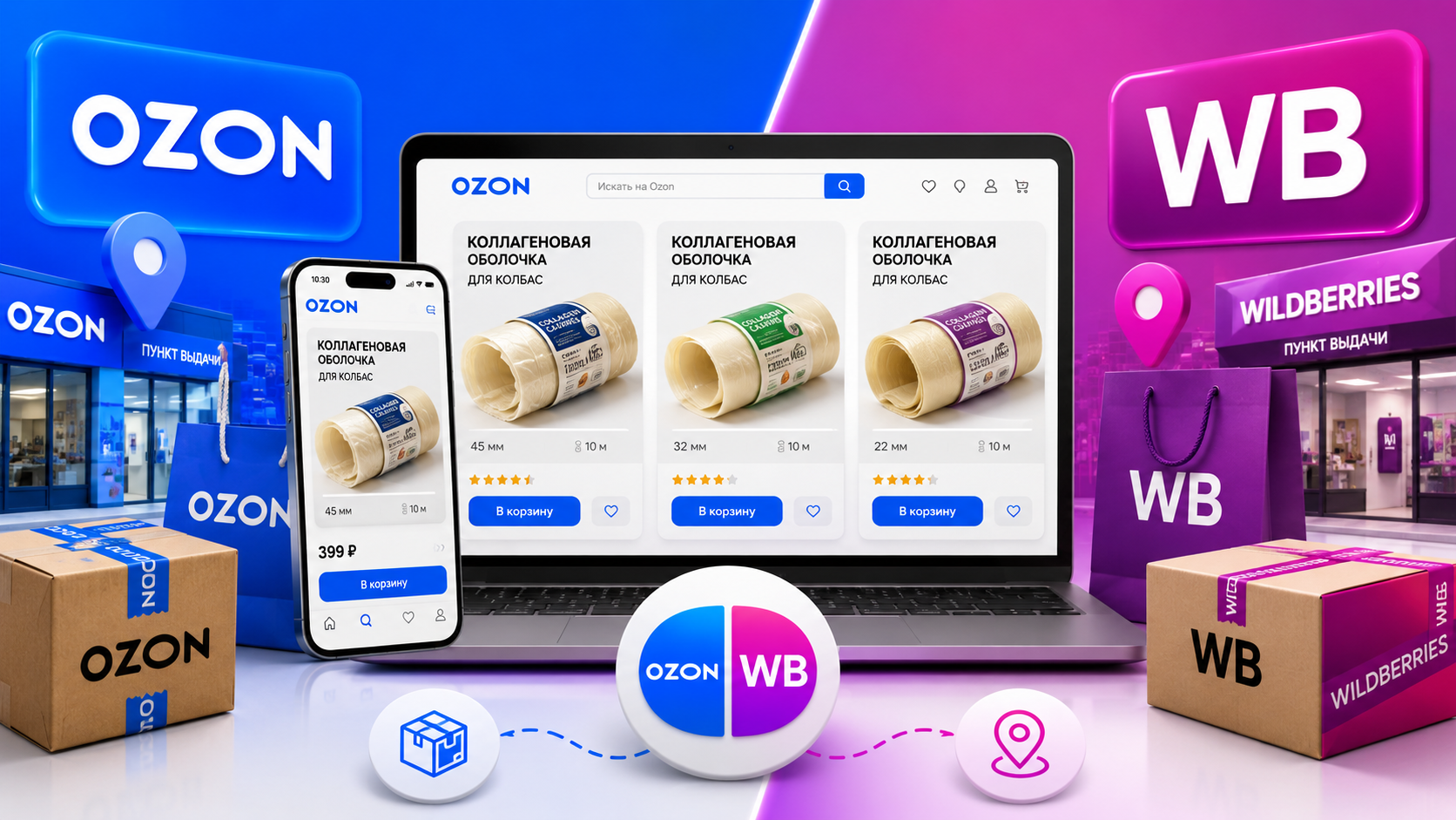 Коллагеновая оболочка для домашней колбасы на Ozon и Wildberries